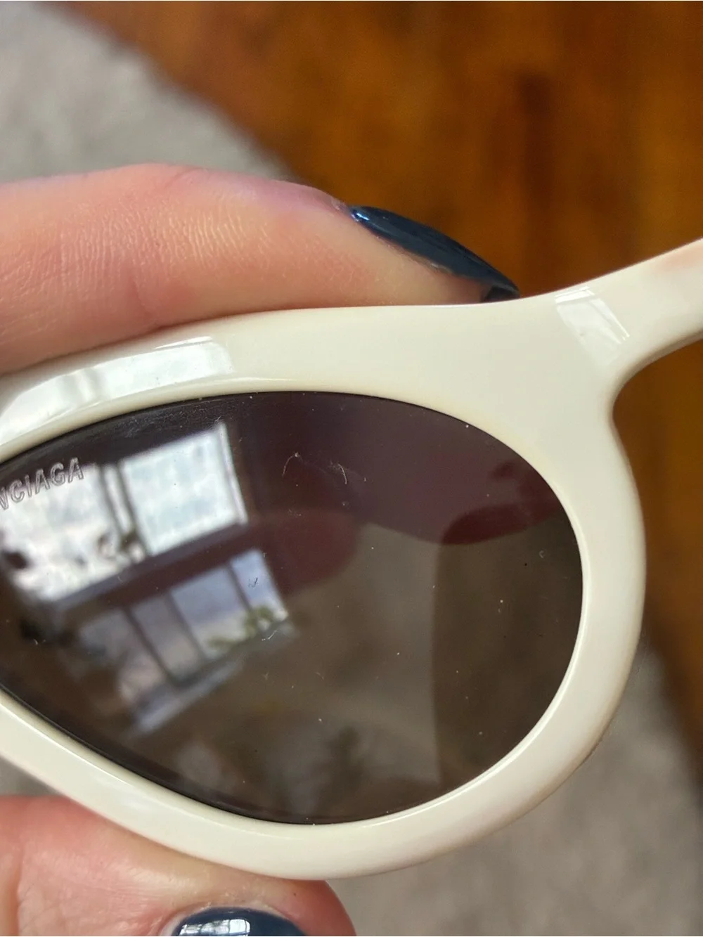Balenciaga BB0176S white acetate cat eye sunglasses